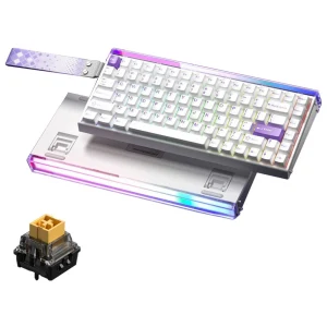 TOP15 게이밍 키보드 추천 추천 모델 AULA HERO 84HE 마그네틱 축 키보드 유선 게이밍 고성능 8K, RGB light box wired, White Purple Double Keycaps, 라이트닝 자석축