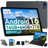 TOP7 키보드 태블릿 추천 추천 모델 TABWEE 10인치 Android16 태블릿 pc 패키지 Gemini 2.0 2026신형 16GB+64GB 확장 키보드펜 포함 5G WiFi 6000mAh 패키지, 회색, 64GB, Wi-Fi