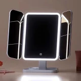 TOP7 화장대 놓을 곳 없는 작은 책상 LED 메이크업 거울 추천 추천 모델 플랜와이 무선 접이식 LED 화장 조명 탁상 거울, 화이트
