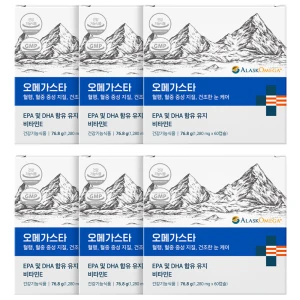 TOP10 오메가3 추천 추천 모델 나우케어 오메가스타 알티지 오메가3 2개월분 순도80% 알래스카 비린내없는 장용성캡슐, 6개, 60정