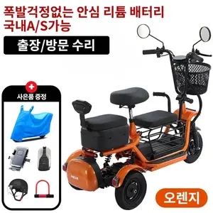 TOP10 세발 전기자전거 추천 추천 모델 와이모터 강력한 세발전기자전거 등하원 2인용 3인용 펫바이크 애완 반려견전기자전거, 오렌지, 경량스틸