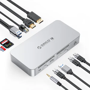TOP7 썬더볼트4 독 추천 추천 모델 오리코 12 in 1 썬더볼트4 데이지 체인 DP HDMI 8K30Hz 40Gbps SD/TF 네트워크 도킹스테이션 TB4, 실버, 1개