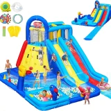 TOP10 어린이 워터슬라이드 추천 추천 모델 GYMMAL Water Bounce House 30 용 더블 슬라이드 롱 워터 슬라이드가 있는 초대형 풍선 바운시 캐슬 550W 에어 블로워 볼 피트 수영장 등반 파티 생일