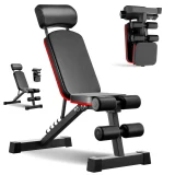 TOP10 가정용 웨이트 벤치 추천 추천 모델 FITNEST 트레이닝 벤치, 다기능 싯업 벤치, 접이식, 최대 하중 150kg, 플랫 벤치, 근력 운동, 각도 조절 용이, 복근 등근 운동, 덤벨 벤치, 확장 가능, 보관 용이, 붉은색